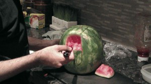As you can see I drew an outline on the watermelon